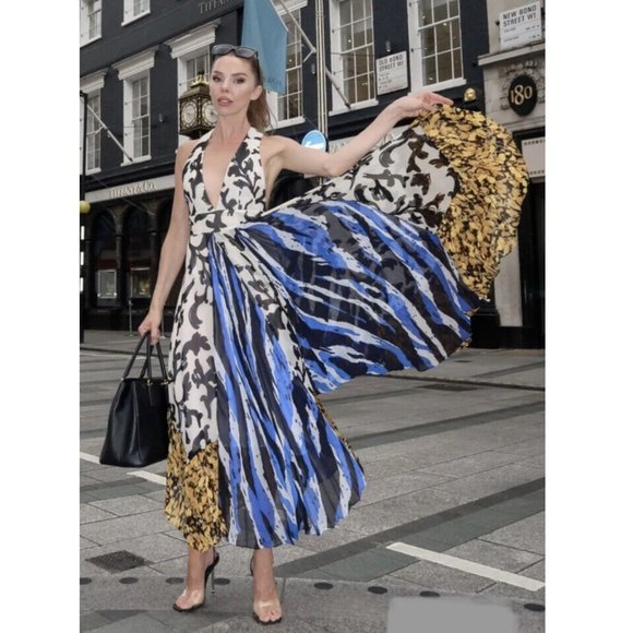 ZARA NWT LIMITED EDITION FLORAL MULTICOLOR PRINTED PLEATED DRESS S,M NWT - Picture 3 of 14